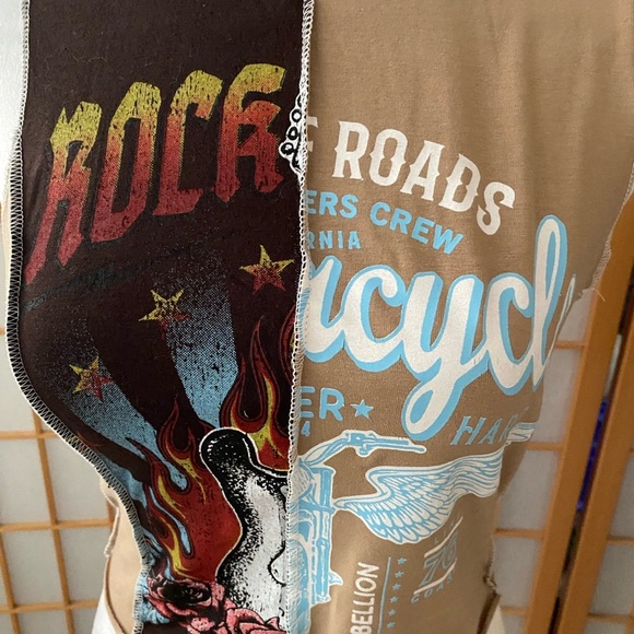 New Nwt Madrag Crop Motorcycle Rock Tank Top Juniors Large Brown Grunge Graphic - Picture 2 of 5